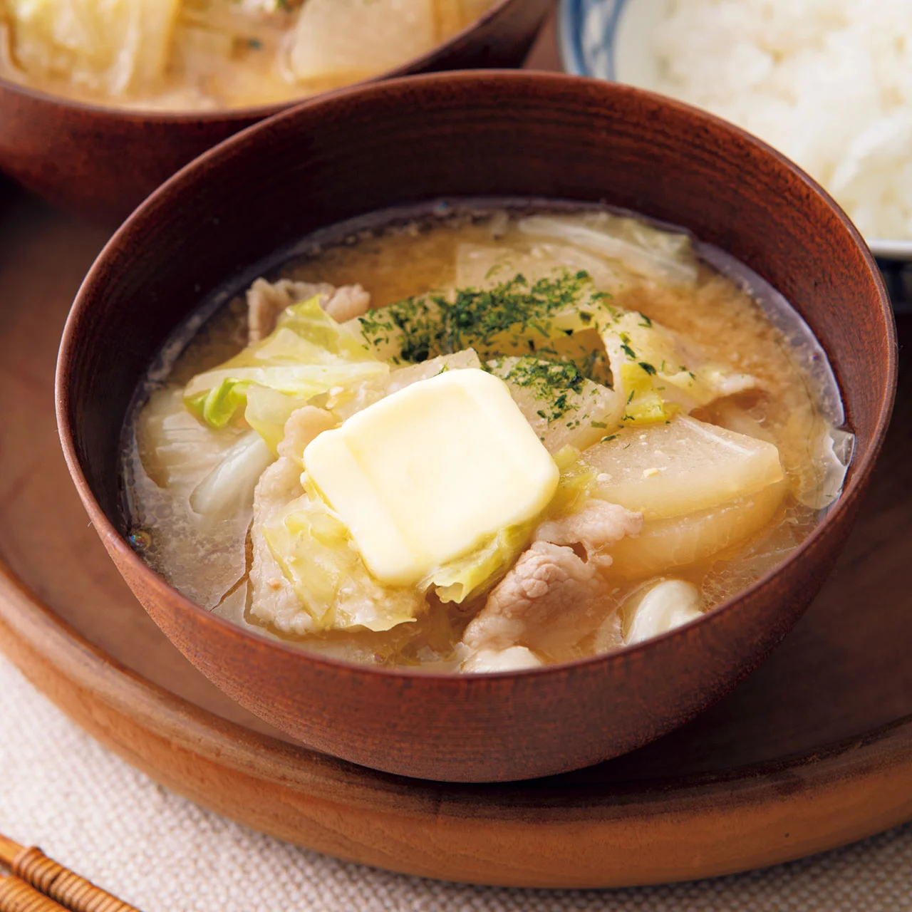 青のりバター風味のおかず豚汁