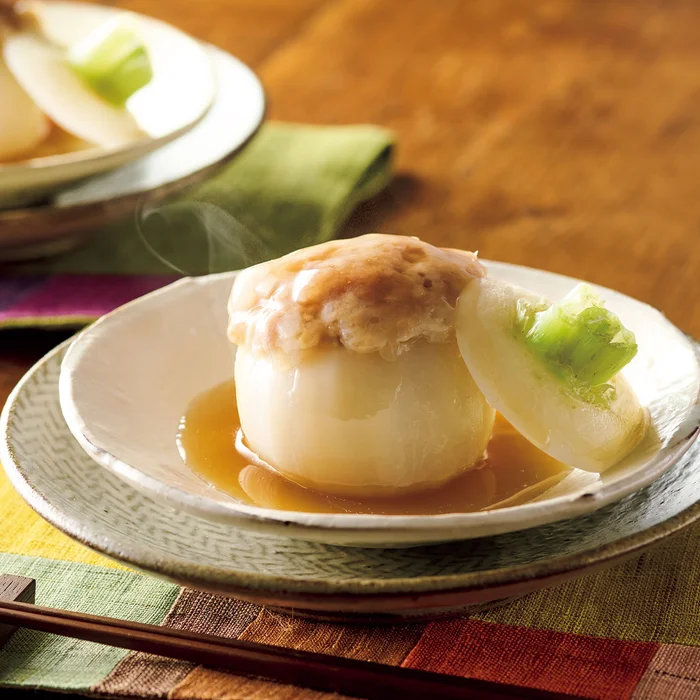 レンジでかぶのひき肉詰め