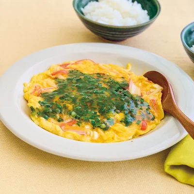 かに玉風 にらあんかけ