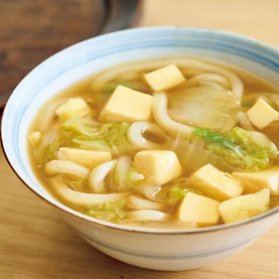 卵豆腐と白菜の中華風うどん