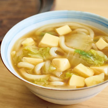 卵豆腐と白菜の中華風うどん