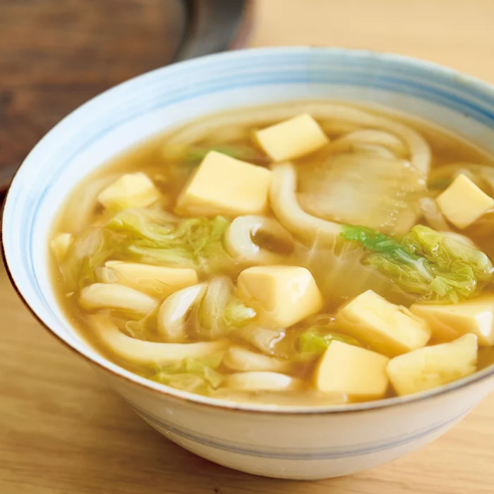 卵豆腐と白菜の中華風うどん