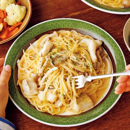 たらとしめじのパスタ