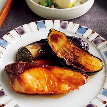 ぶりとなすの照り焼き