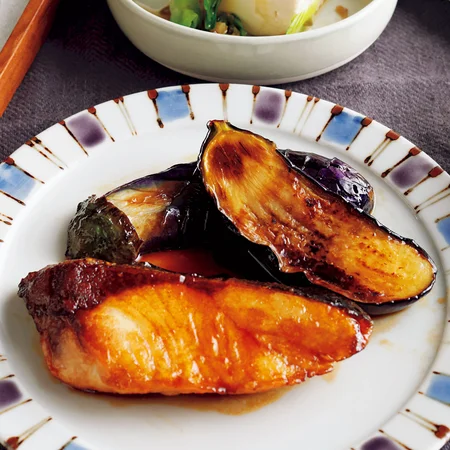 ぶりとなすの照り焼き