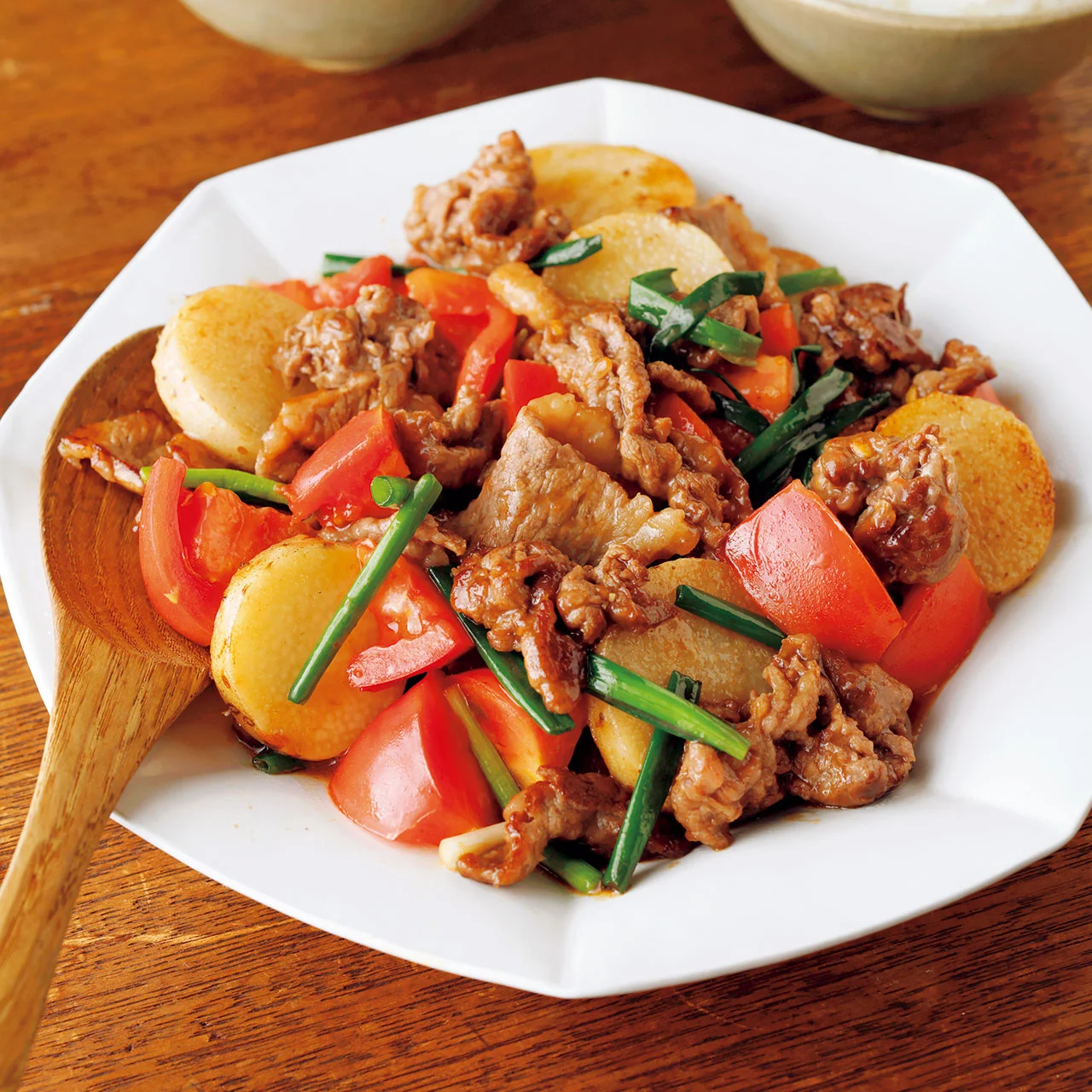 牛肉と長いものオイスターソース炒め