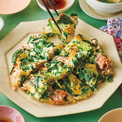 「豚にらチーズチヂミ」の献立