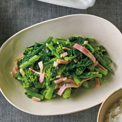 菜の花とハムのおひたし