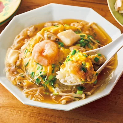 「シーフード天津飯」の献立