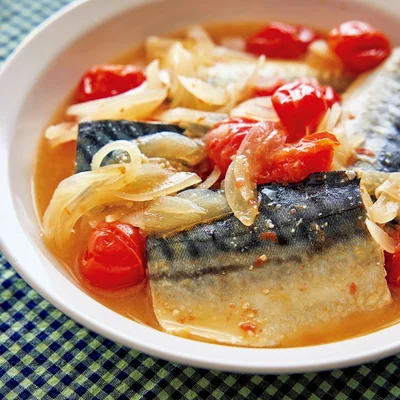 塩さばのトマトみそ煮