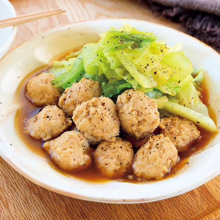 とりだんごとキャベツのうま煮