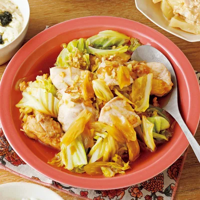 「とりむね肉と春キャベツの中華蒸し煮」の献立