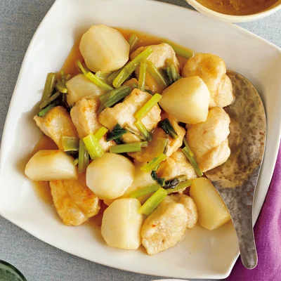 「とりむね肉とかぶのガーリック塩とろみ炒め」の献立