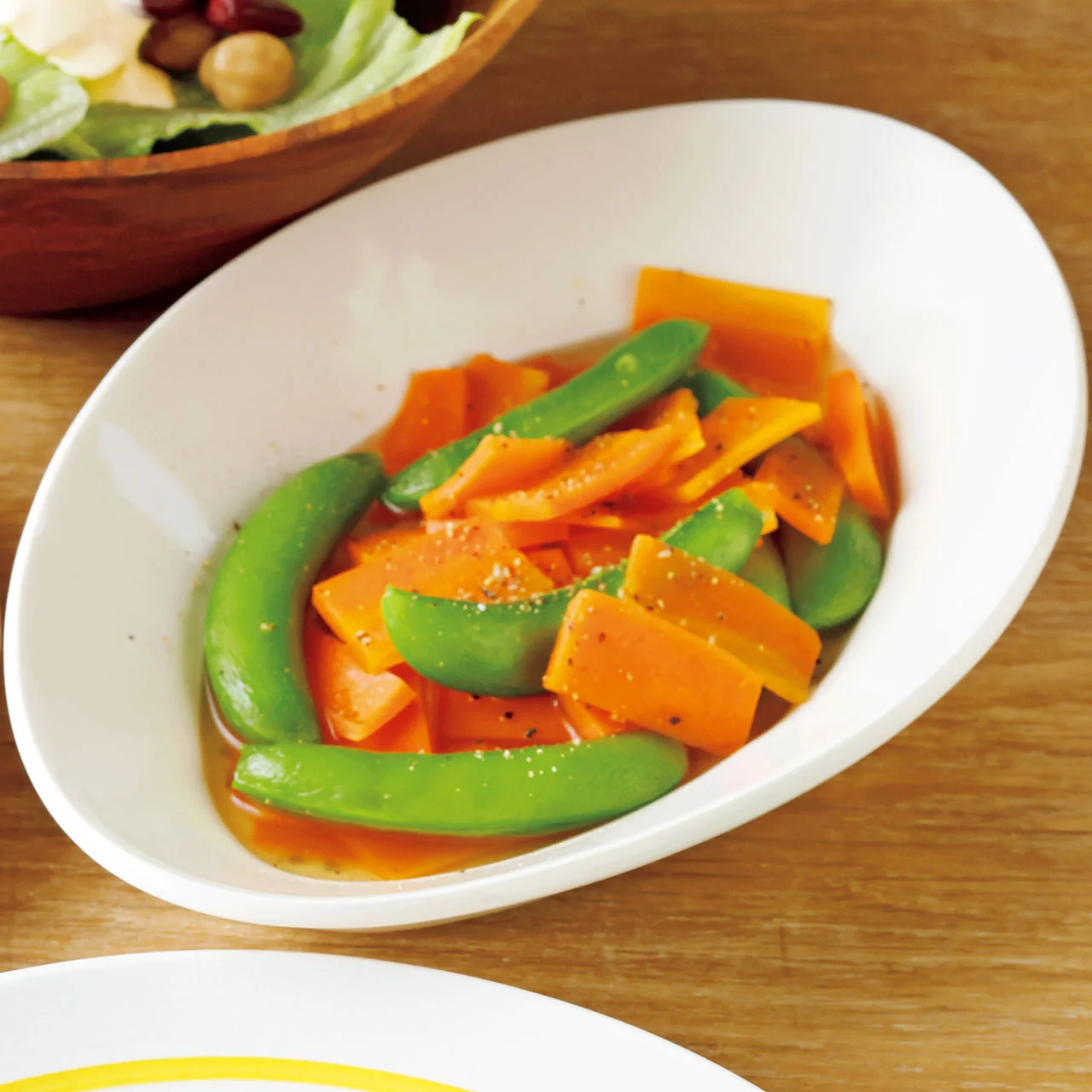 スナップえんどうとにんじんの洋風煮びたし