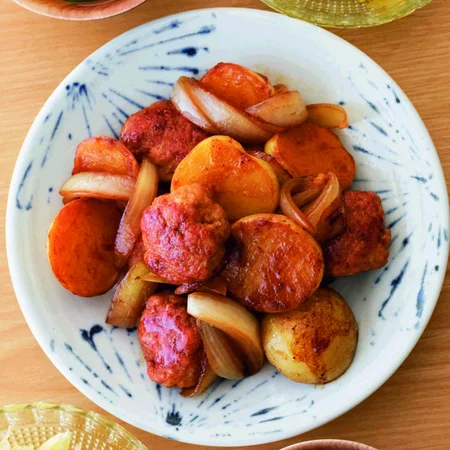 つくねと新じゃがの甘辛炒め