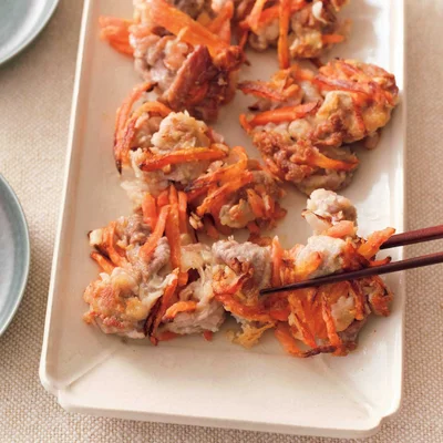 「豚肉と甘酢しょうがのかき揚げ風」の献立