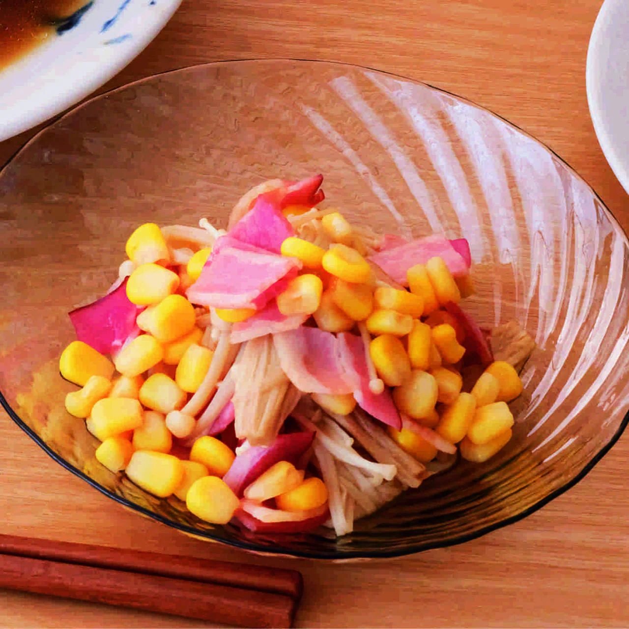 えのきとコーンの黒酢あえ