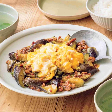ふわふわ卵の麻婆なす