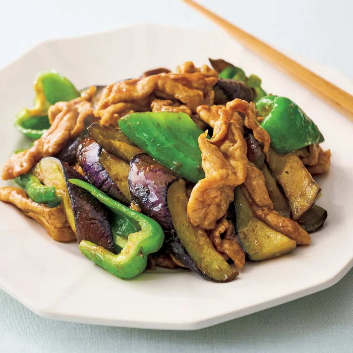 豚肉のなすピー炒め