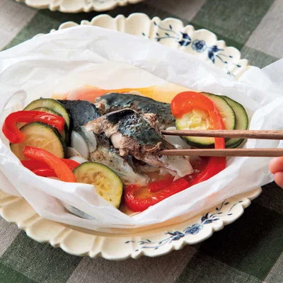 さばと野菜の包み蒸し