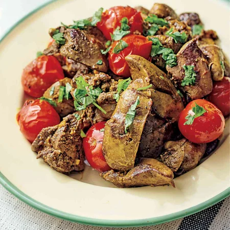 レバーとトマトのカレー粉炒め