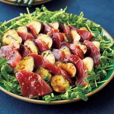 かつおと蒸しなすの中華風カルパッチョ