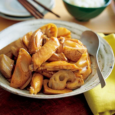 とり手羽中とれんこんの甘辛煮