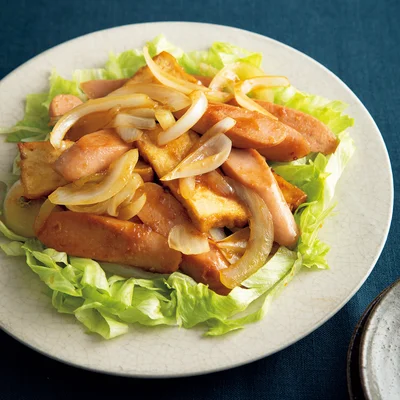 魚ニソと厚揚げのしょうが焼き