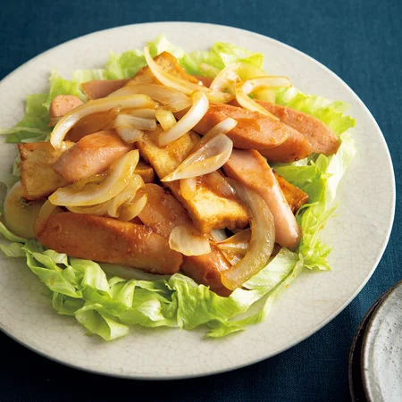 魚ニソと厚揚げのしょうが焼き