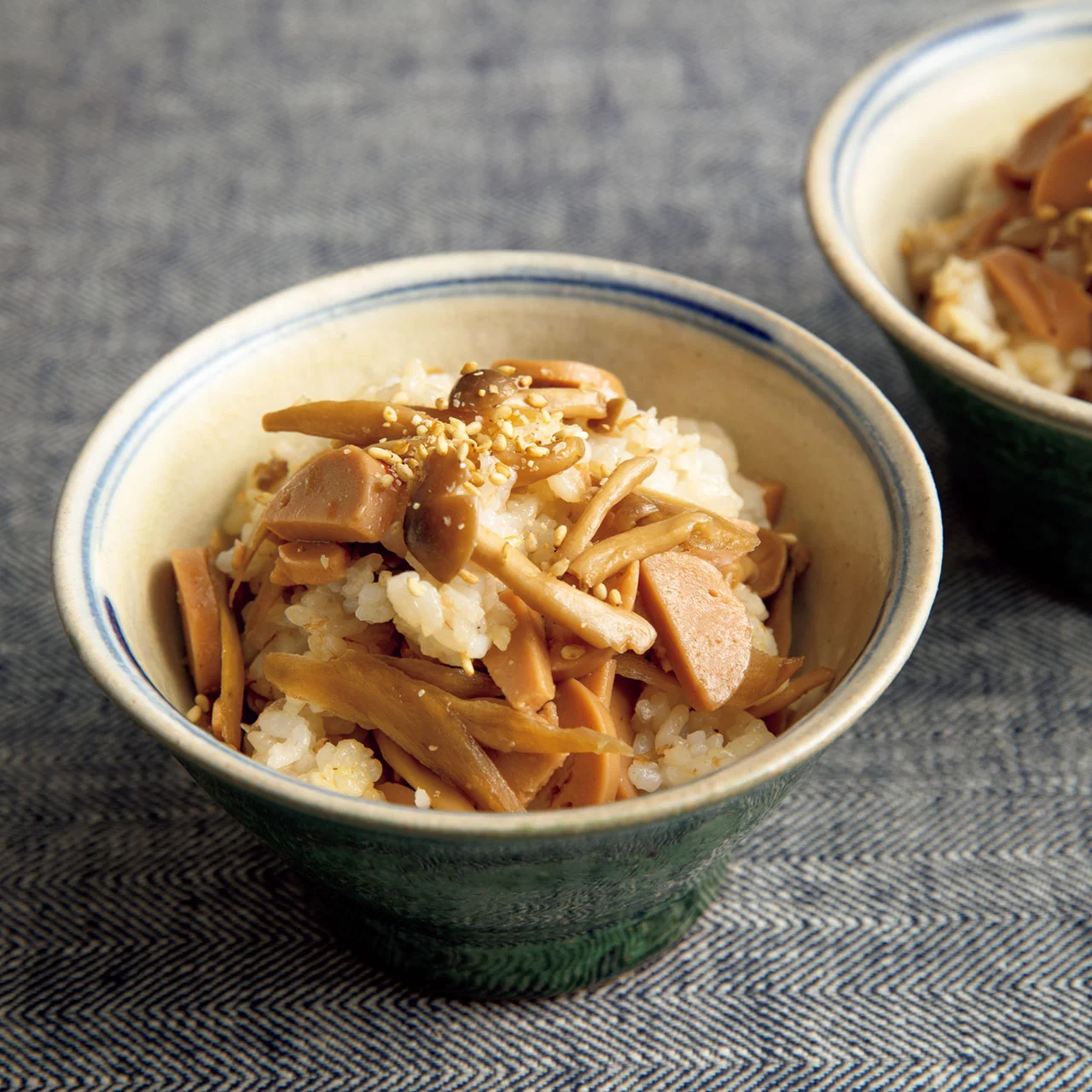 魚ニソとごぼう、きのこの混ぜご飯