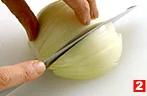 玉ねぎの切り方(くし形切り（２）の画像