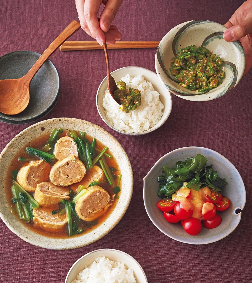 油揚げのぐるぐる巻き煮