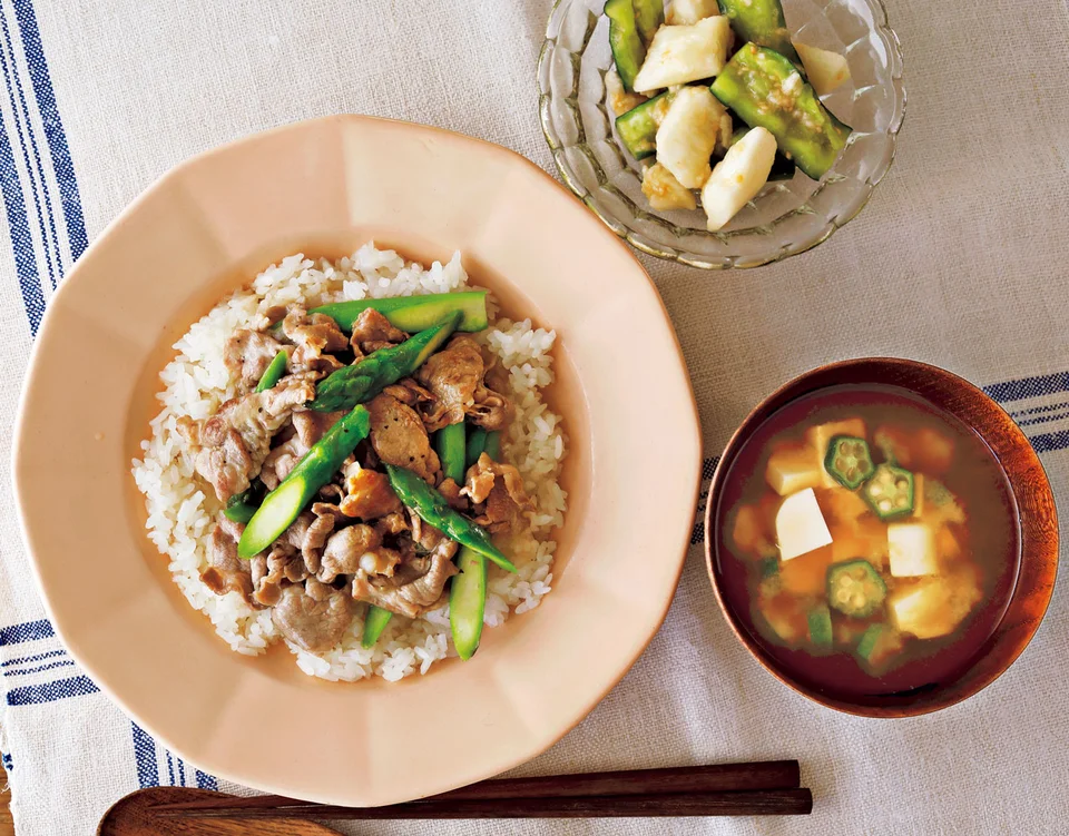 豚肉とアスパラのあんかけご飯