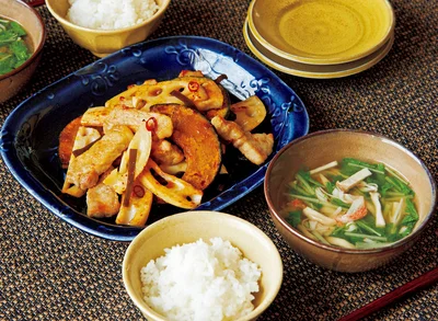 「豚肉とかぼちゃの南蛮漬け」の献立