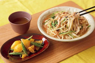 「豚肉と切り干し大根のあんかけうどん」の献立