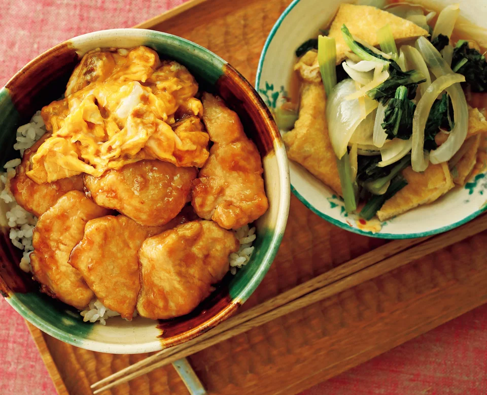 とりむね照り焼きと卵の二色丼