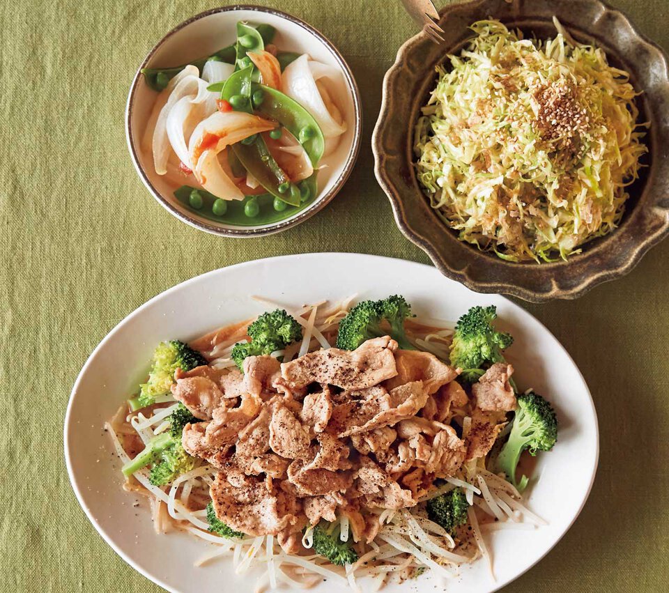 蒸し野菜の豚こま照り焼きのっけ の献立 プロのレシピならレタスクラブ