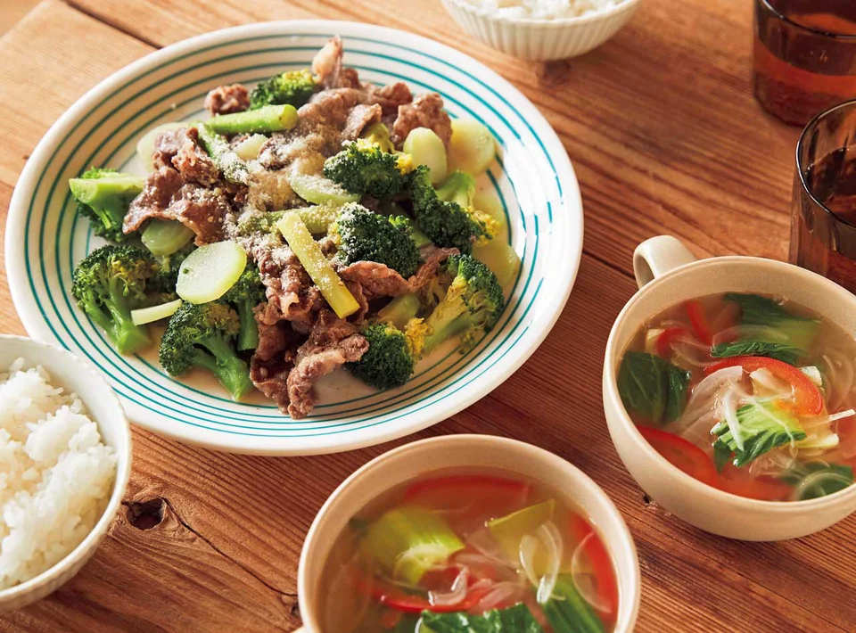 牛肉と緑野菜の蒸し煮