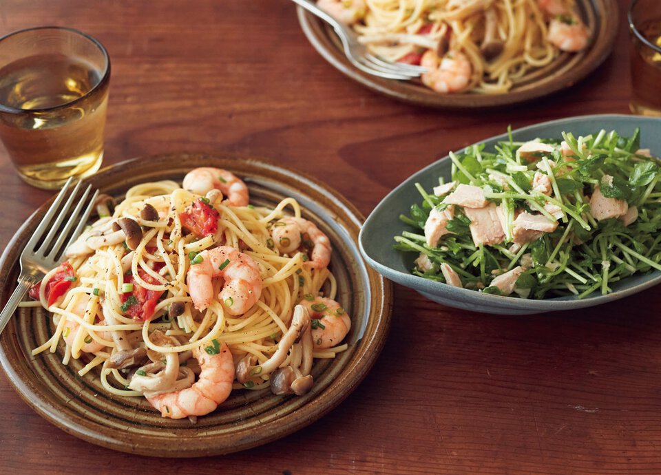 えびとトマトのガーリックパスタ の献立 プロのレシピならレタスクラブ