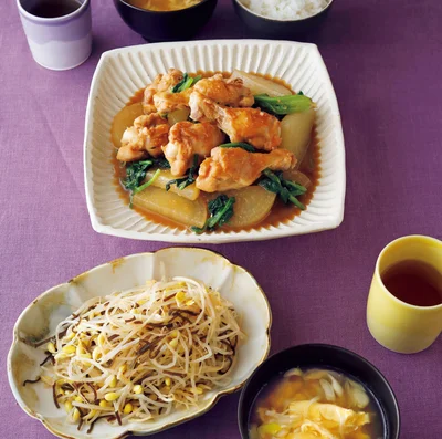 「手羽元と大根のオイスターみそ煮」の献立