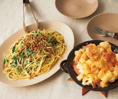 「納豆しらすパスタ」の献立