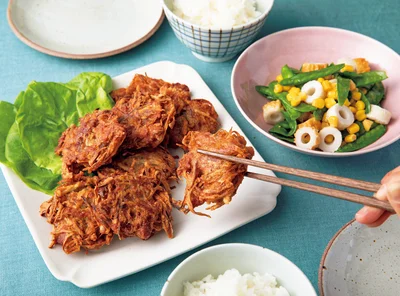 「豚肉と新ごぼうのかき揚げ」の献立