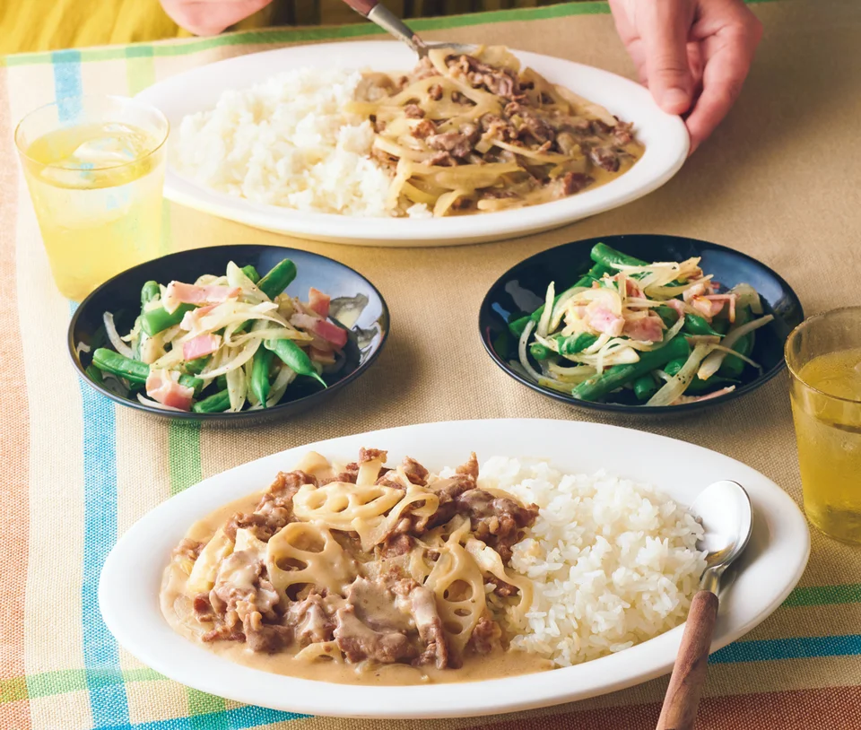 れんこんのビーフストロガノフ風