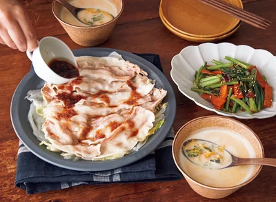 「豚肉と白菜のレンジ蒸し」の献立