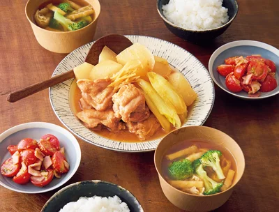 「とり肉と大根のみそ煮」の献立