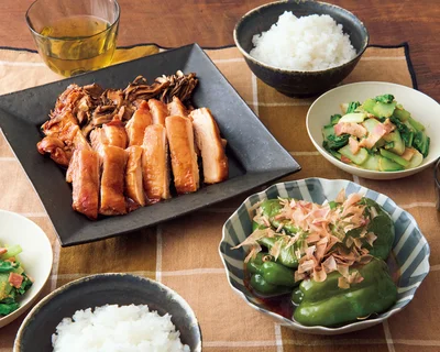 「とり肉とまいたけのレンジ照り焼き」の献立