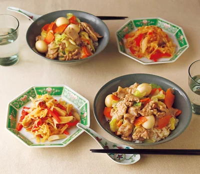 「豚肉とキャベツの中華丼」の献立
