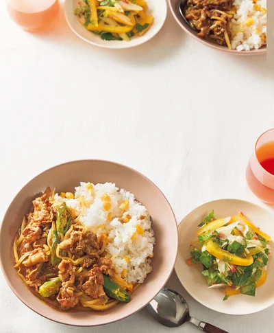 「牛肉ともやしの和風カレー」の献立