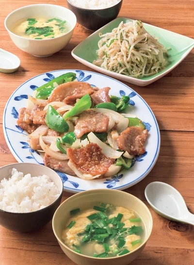 「豚肉とピーマンのみそ炒め」の献立