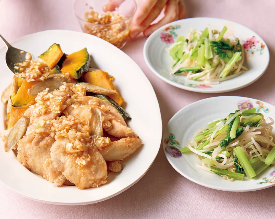 とりむね肉とかぼちゃの揚げ焼き